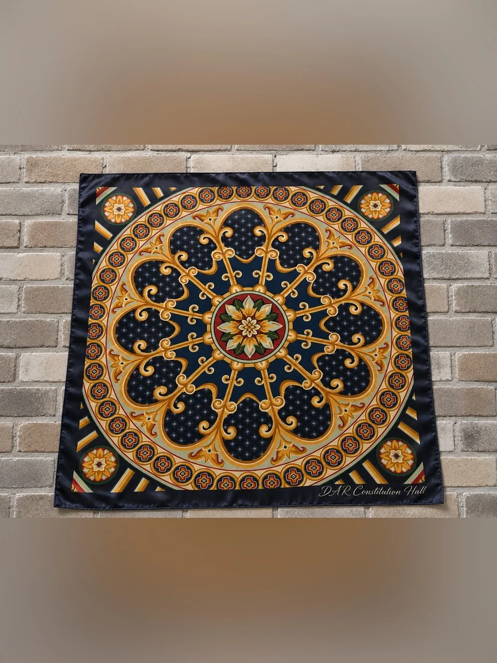 DAR Constitution Hall Our National Landmark 35” Medallion Square Scarf Vintage